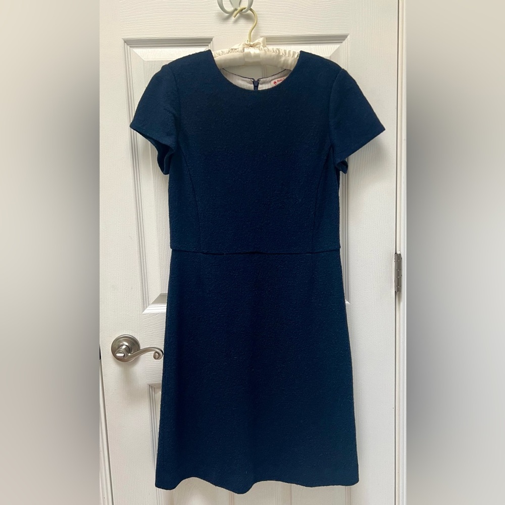 Brooks Brothers Classic Navy Wool Tailored Midi Dress Size 6